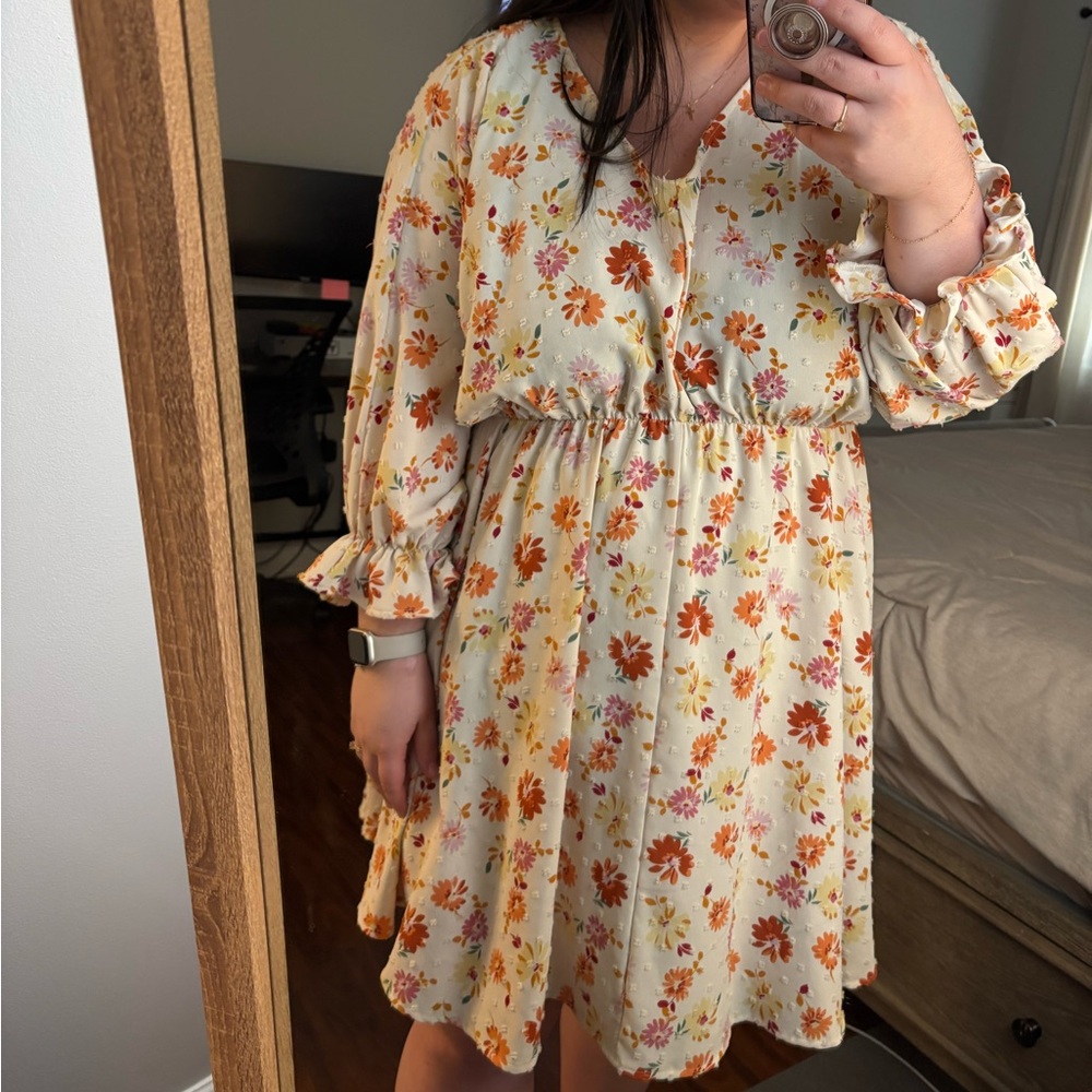 Plus Size Floral Dress Above the Knee